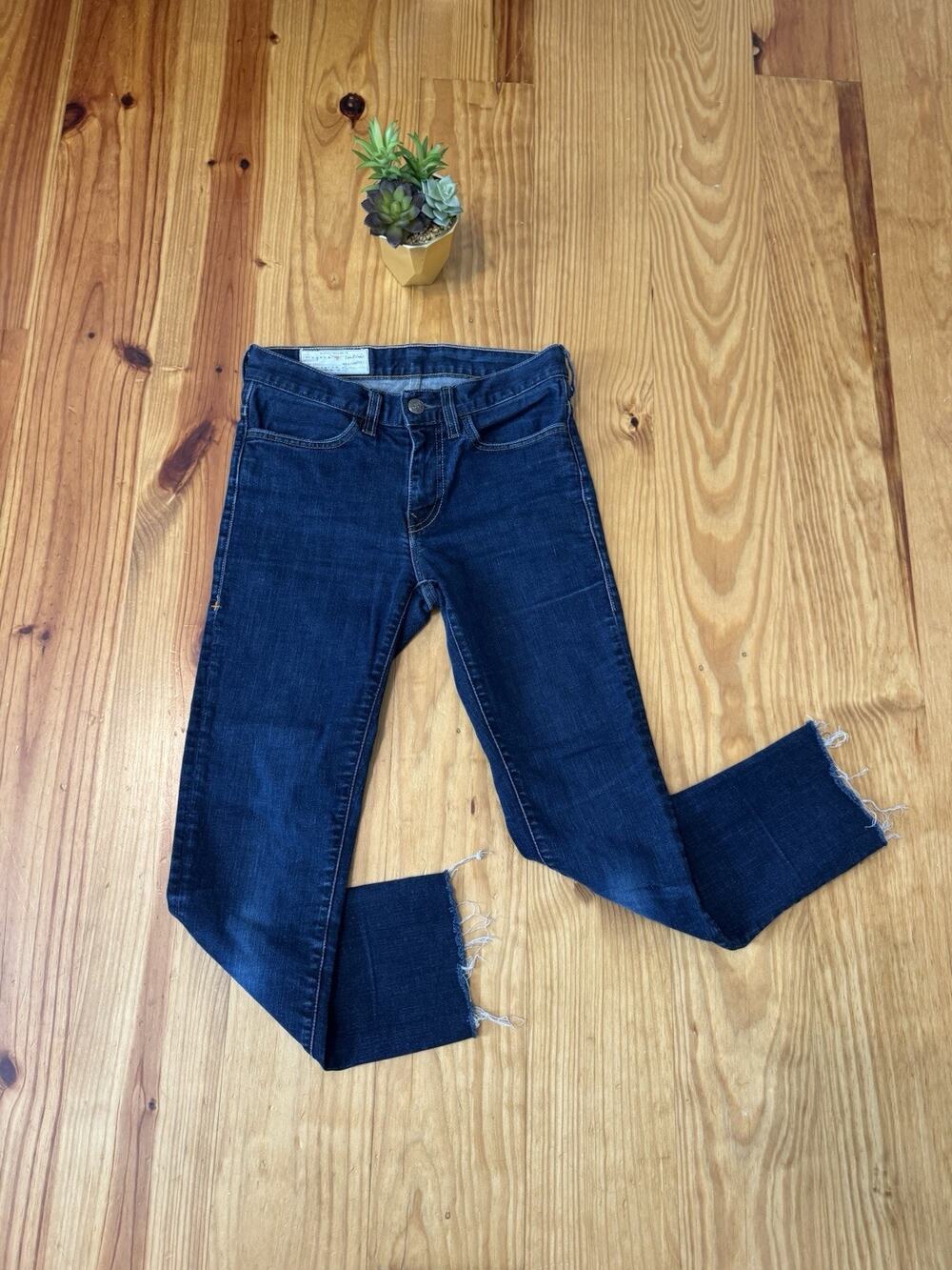 IMOGENE AND WILLIE The Imogene Slim Blue Jeans Raw Hem Women 25 Cropped